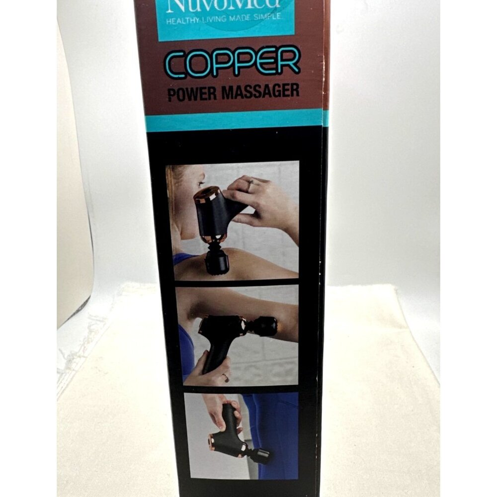 Cordless Copper Power Massager Rechargeable 3 Massage Heads 424311 New - Picture 2 of 4